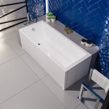 Ecolam Badewanne Wave 150 X 70 Cm Wanne Rechteckbadewanne + Schürze Komplettset Acrylwanne Ablaufgarnitur Füße Silikon