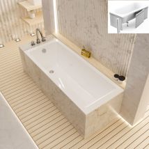 Ecolam Badewanne Wave 160 X 70 Cm + Styroporverkleidung Zum Befliesen Wanne Rechteckbadewanne Set Acrylwanne Ablaufgarnitur Füße Silikon