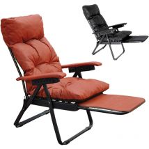 Ecoleather' Liegestuhl Cm 173 x 61 x 63 - Schwarz