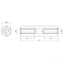 Econ Connect - D3X25I5MH Abstandsbolzen M3 M3 Messing (vernickelt) 1 St.