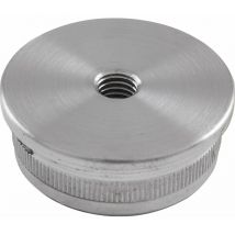 Rändelkappe flach hohl, Rohr 42,4 x 2 ,Edelstahl geschliffen V2A, M8 - Economy