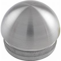 ECONOMY Rändelkappe halbrund hohl, Rohr ø 42,4 x 2 mm,Edelstahl geschliffen V2A