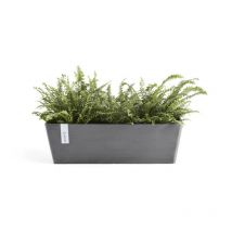 Ecopots - Pot Rectangulaire Bruges 55 Gris + réservoir d'eau - 55 x 17 x h. 17 cm - 12 l