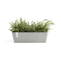 Ecopots - Pot Rectangulaire Bruges 65 New Blanc Gris - 65 x 17 x h. 17 cm - 13,5 l