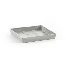 Peragashop - ecopots Soucoupe Square 20 Blanc Gris - 18 x 18 x h. 2,5 cm