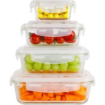 4-Teiliges Frischhaltedosenset Aufbewahrungsboxen Glasbehälter - Ecosa