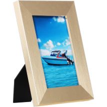 Bilderrahmen 10x15 cm Passepartout Echtglas mdf Hoch- & Querformat Wandhalterung Gold - Ecosa