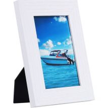 Bilderrahmen 10x15 cm Passepartout Echtglas mdf Hoch- & Querformat Wandhalterung Weiß - Ecosa