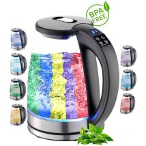 Ecosa - Glas Wasserkocher mit Temperatureinstellung 40°C - 100°C 1,8 l 2200 Watt LCD-Display led Beleuchtung Hochwertiges Edelstahl