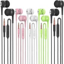 Écouteurs intra-auriculaires avec câble plat et microphone sans enchevêtrement, 5 pièces