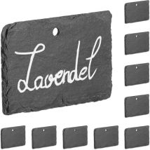 Criteaux en ardoise, lot de 10, petites pancartes à accrocher, pour le jardin, étiquettes, anthracite - Relaxdays