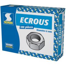Ecrous hexagonaux Semin avec Filetage - diamètre 6 mm - boite de 100