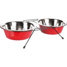 Ecuelle duo ø 25 cm 2500 ml avec support Arjun xl pour chien Flamingo