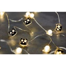 Ed, The Cat - Mini Catena Di Luci A Led, 2,20 M, Design Gatto, 20 Led, Per Interni, Colore: Nero - Moses