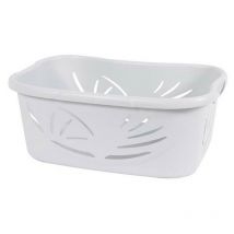 EDA - Corbeille à linge Flora ergonomique 37 Litres blanc cérusé