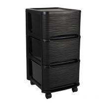 Plastique tour de rangement - 3 tiroirs 14 l décor stone avec roulettes - noir - 32 x 37 x 61 cm 10285 no PX18 - EDA