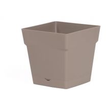 Pot de fleur Toscane avec soucoupe 17,4x17,4x17cm carré - 3,4L - Taupe