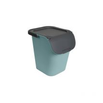 Poubelle de tri 40 l - poubelle de tri sélectif avec couvercle - large ouverture - superposable et emboitable - vert eucal - EDA