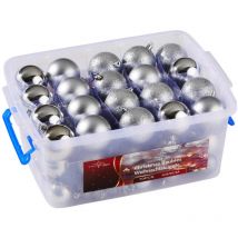 Lot de 70 boules de Noël couleur argenté