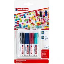 0.5 mini marker 4-05-4-1 Marqueur permanent noir, bleu, rouge, bleu clair résiste à l'eau: oui - Edding