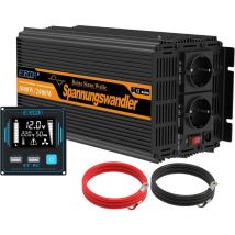 Convertisseur 12v 220v Pur Sinus 1000w 2X usb télécommande écran lcd transformateur Pure Sinus Onduleur 12v 230v télécommande - Edecoa