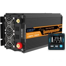 Convertisseur 12v 220v Pur Sinus 1500w écran 2X usb télécommande transformateur de Tension Isolation galvanique Onduleur (2e génération) Visiter la