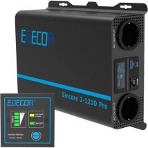 Onduleur 1200w Pure Onde sinusoïdale convertisseur de Tension 12v 220v 230v lcd 2X usb et télécommande convertisseur 1200w - Edecoa