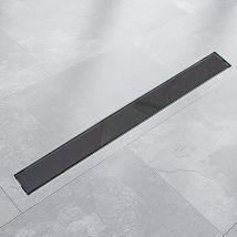 Bituxx - 100cm Edelstahl Duschrinnen Ablaufrinnen Bodenablauf Duschrinne Duschablauf Glas Schwarz