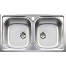 Edelstahl-Einbauspüle 2 Becken 86 cm