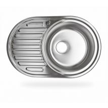 Edelstahl Rundspüle 'Calypso mr' mit linksseitiger Abtropffläche