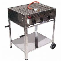 Edelstahl gasbräter 10 kW 3 flammig gasgrill bräter grill bbq Grillwagen Pfanne Set 5