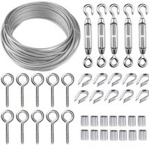 Edelstahl-Hängeseil-Set, 30 m/2 mm beschichtetes Edelstahlkabel mit M5-Spannern, 2 mm Drahtseil-Set für Kletterpflanzen, Wäscheleine, Leitplanke,