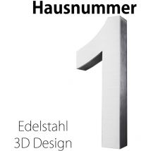 Edelstahl Hausnummer 20 cm Groß Gross Haus Nummer 1 Zahlen Hausnummernschild Hausnummern Schild Gebürstet 3D Arial V2aox