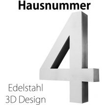 Edelstahl Hausnummer 20 cm Groß Gross Haus Nummer 4 Zahlen Hausnummernschild Hausnummern Schild Gebürstet 3D Arial V2aox