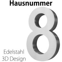 Edelstahl Hausnummer 20 cm Groß Gross Haus Nummer 8 Zahlen Hausnummernschild Hausnummern Schild Gebürstet 3D Arial V2aox