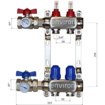 Edelstahl Heizkreisverteiler 2-12 fach – Heizkreisverteiler für Fußbodenheizung – Max. Betriebsdruck 5 bar – Regulierbare Durchflussmesser 2,5 l/min