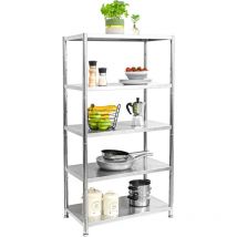 Edelstahl Regal bis 200kg - 5 Ebenen Schwerlastregal 74x41x140 Metallregal Küche