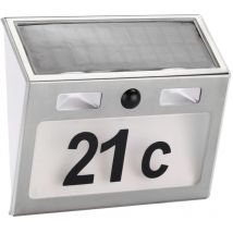 HI - Hausnummer Solar LED-beleuchtet Silbern