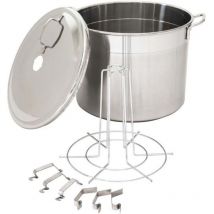 Guillouard 6-Glas-Sterilisator 2 in 1 – Edelstahl – 24 l – 35 cm Durchmesser – 27 cm Höhe – 6 Haltefedern