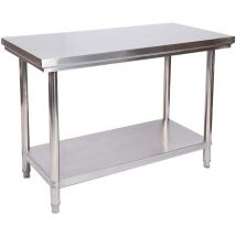 Wiltec - Edelstahl Tisch Arbeitstisch Edelstahltisch mit Ablage 120x60x85cm für Gastro Küche Werkstatt Garten Keller mit höhenverstellbare Füßen