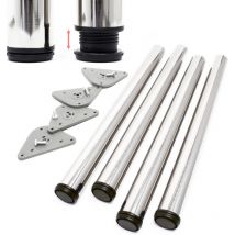 Edelstahl Tischbein 4er Set Möbelfuss Verstellbar Ø60mm 1100mm Nickel - Wiltec