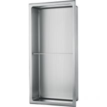 Edelstahl Wandnische mit Regalboden in 30 x 60 cm (gebürstet) - gebürstet