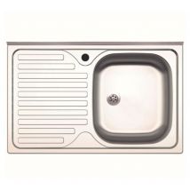 Küchenspüle aus Edelstahl cm 80x50 rechtes Becken mit linker Tropfschale.