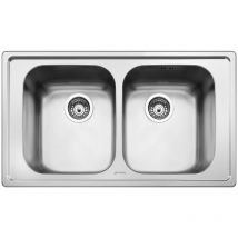 IPERBRIKO Edelstahlspüle 2 Becken 86x50 cm – Geschweißte Spüle mit gebürsteter Oberfläche – Halbtiefer Einbau – Abflussgröße 3,5"