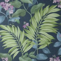 Eden Tropical Blue Wallpaper Crown Textured Vinyl Green Purple Jungle