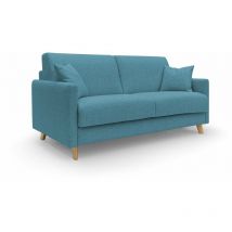 Divani.store - Edgar Canapé lit convertible en tissu felis imperméable T03 200 cm (mat. 160x197) bleu ciel