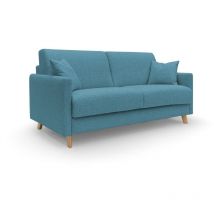 Divani.store - Edgar Canapé lit convertible en tissu felis imperméable T03 160 cm (mat. 120x197) bleu ciel