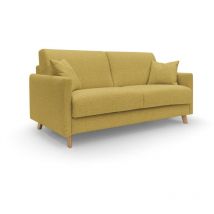 Divani.store - Edgar Canapé lit convertible en tissu felis imperméable T03 160 cm (mat. 120x197) jaune