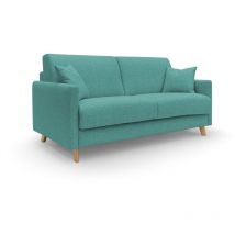 Divani.store - Edgar Sofá cama convertible en tela felis impermeable 200 cm (mat. 160x197) Verde Aguamarina