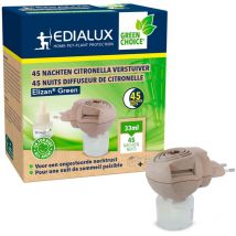 Edialux - Diffuseur électrique liquide anti moustique à la citronella, prise écoresponsable avec recharge, protection naturelle de 45 nuits, sans